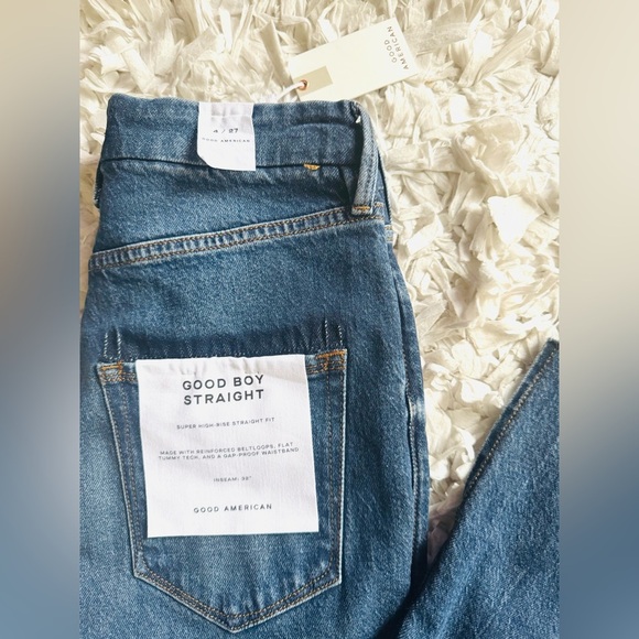 NWT Good American Good Boy Straight Denim Jean High Rise Size 4/27 - Picture 6 of 9